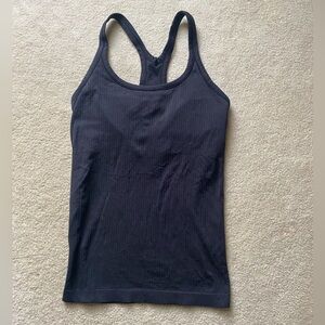 Lululemon Tank Top Ebb To Street Ribbed Racerback Built In Bra Women 6 Black